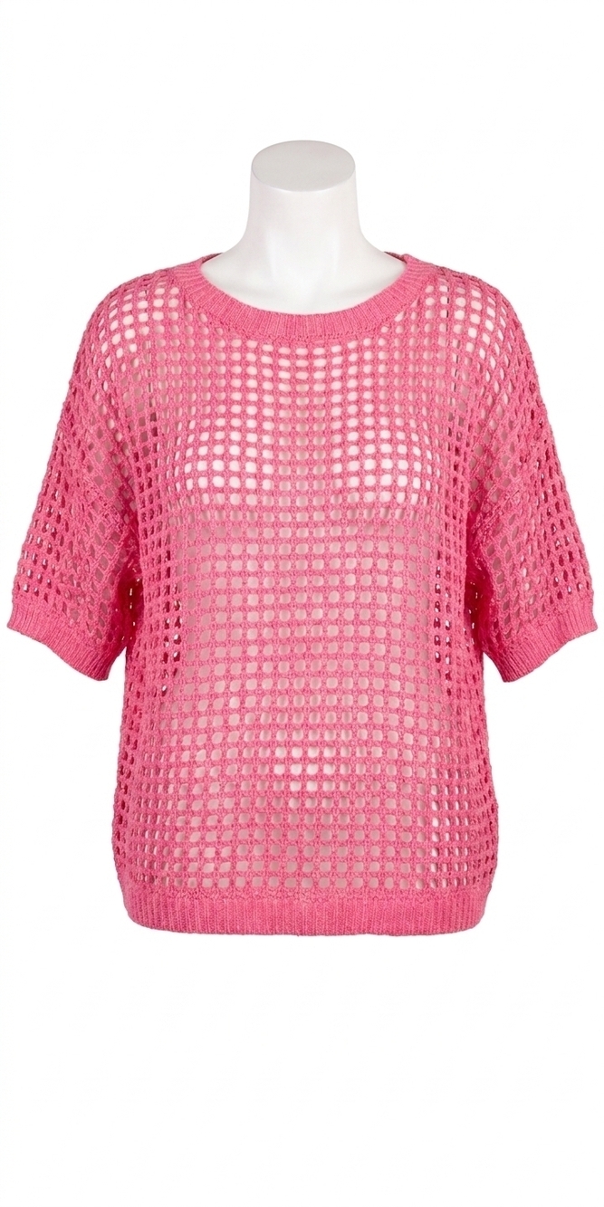 NEW GIGI MODA rosana crew neck knit sweater in hot pink